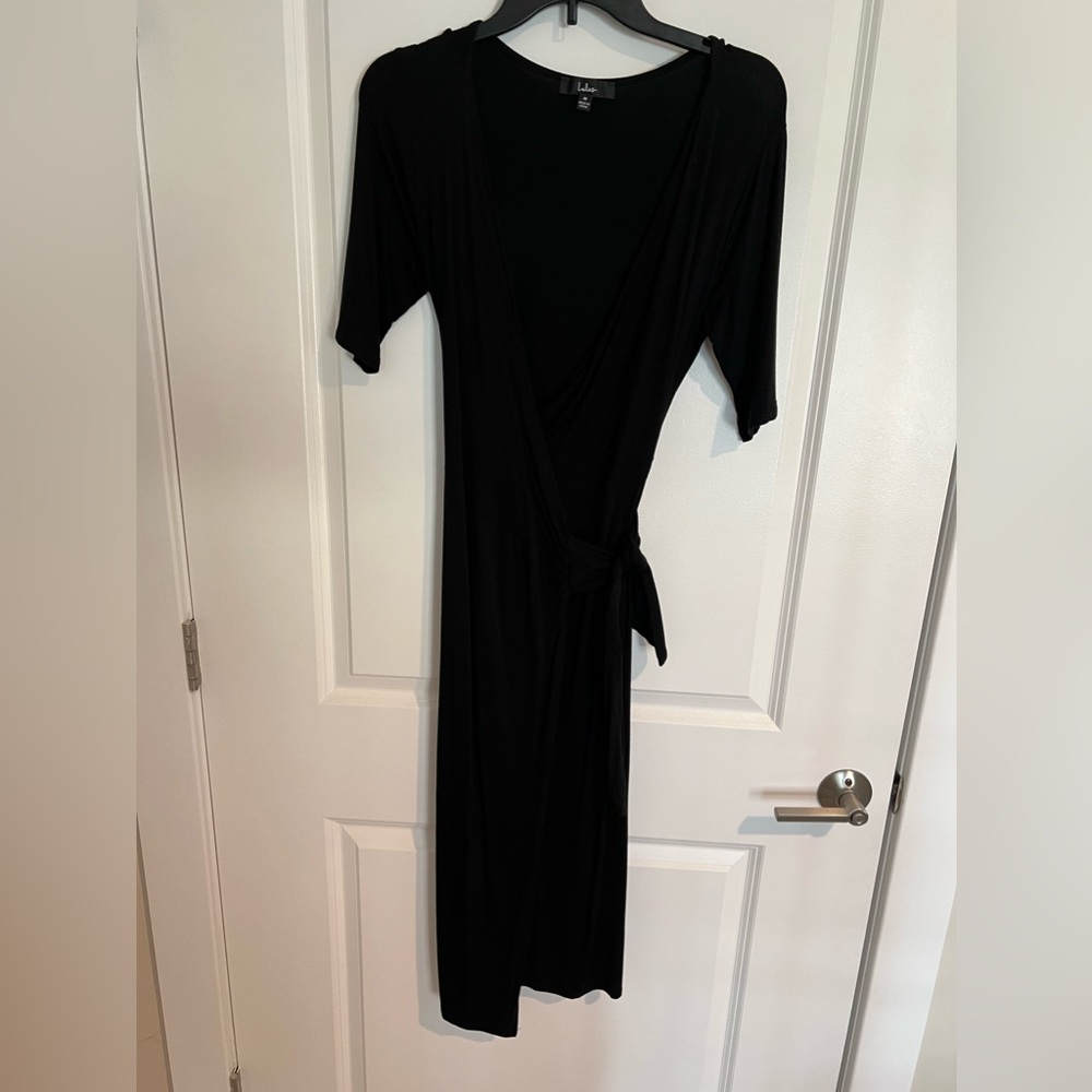 Lulus Black Midi Wrap Dress